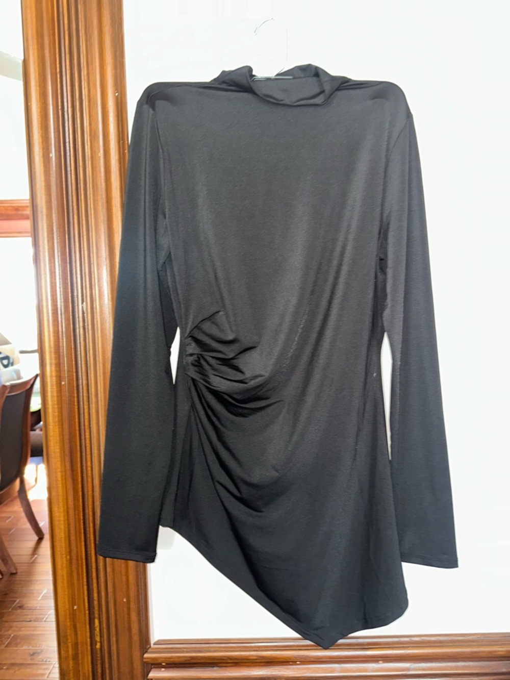 Open Edit Asymmetric Black Long Sleeve Top